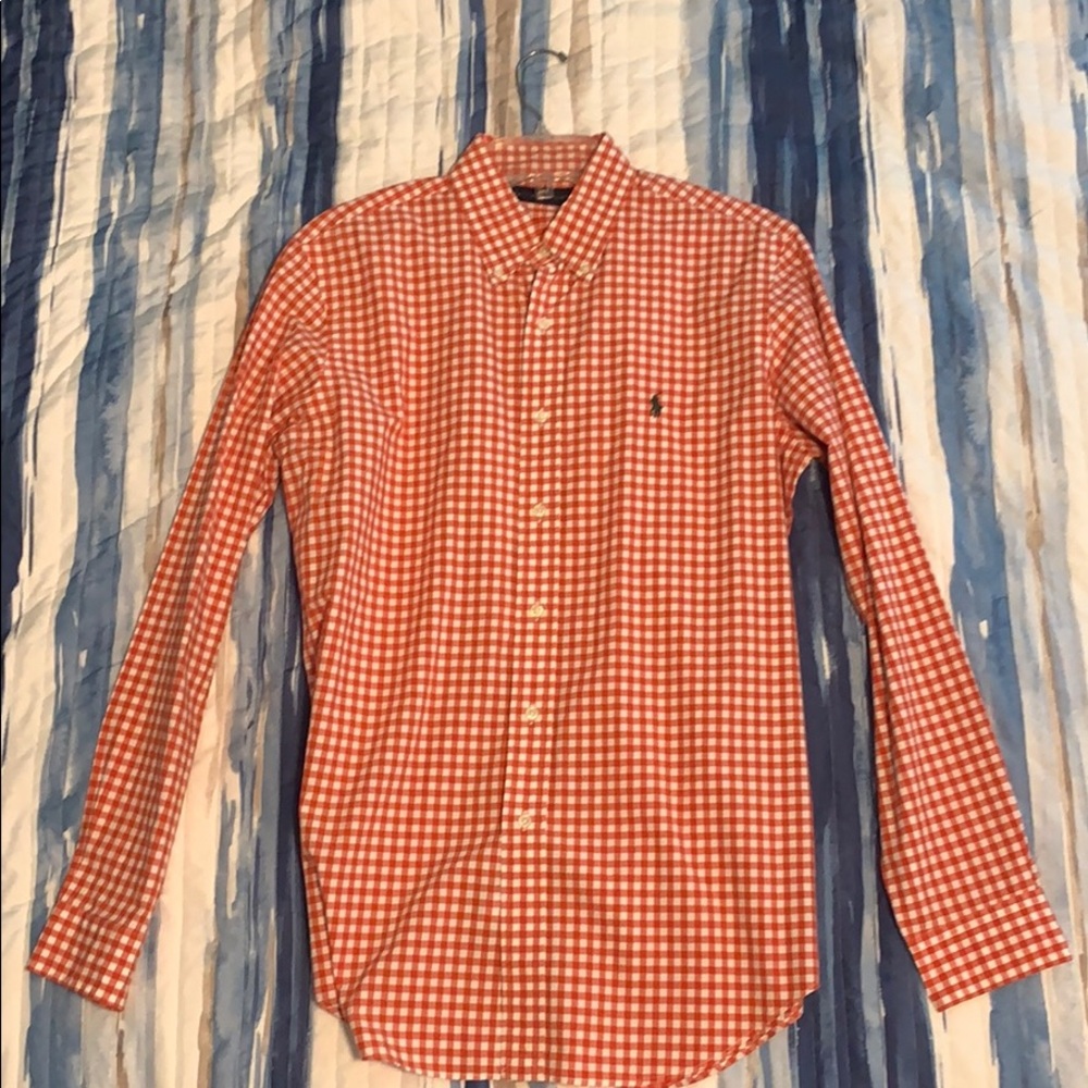 Polo Ralph Lauren Orange Checkered Button Down - Picture 1 of 1